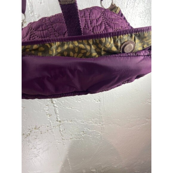 FOSSIL KEY-PER NYLON QUILTED MESSENGER BAG PURPLE SIDE POCKETS 16 X 10 - Picture 3 of 8